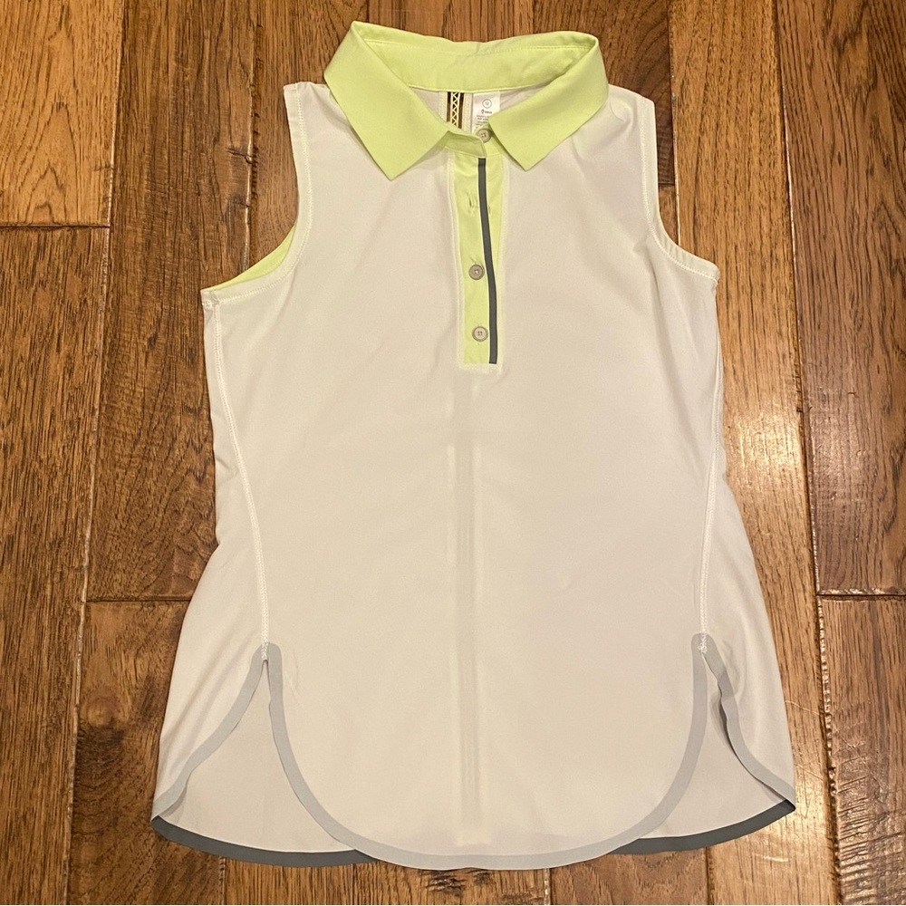 Ivivva Girls Sleeveless Pullover Polo Shirt White Yellow Sz 12